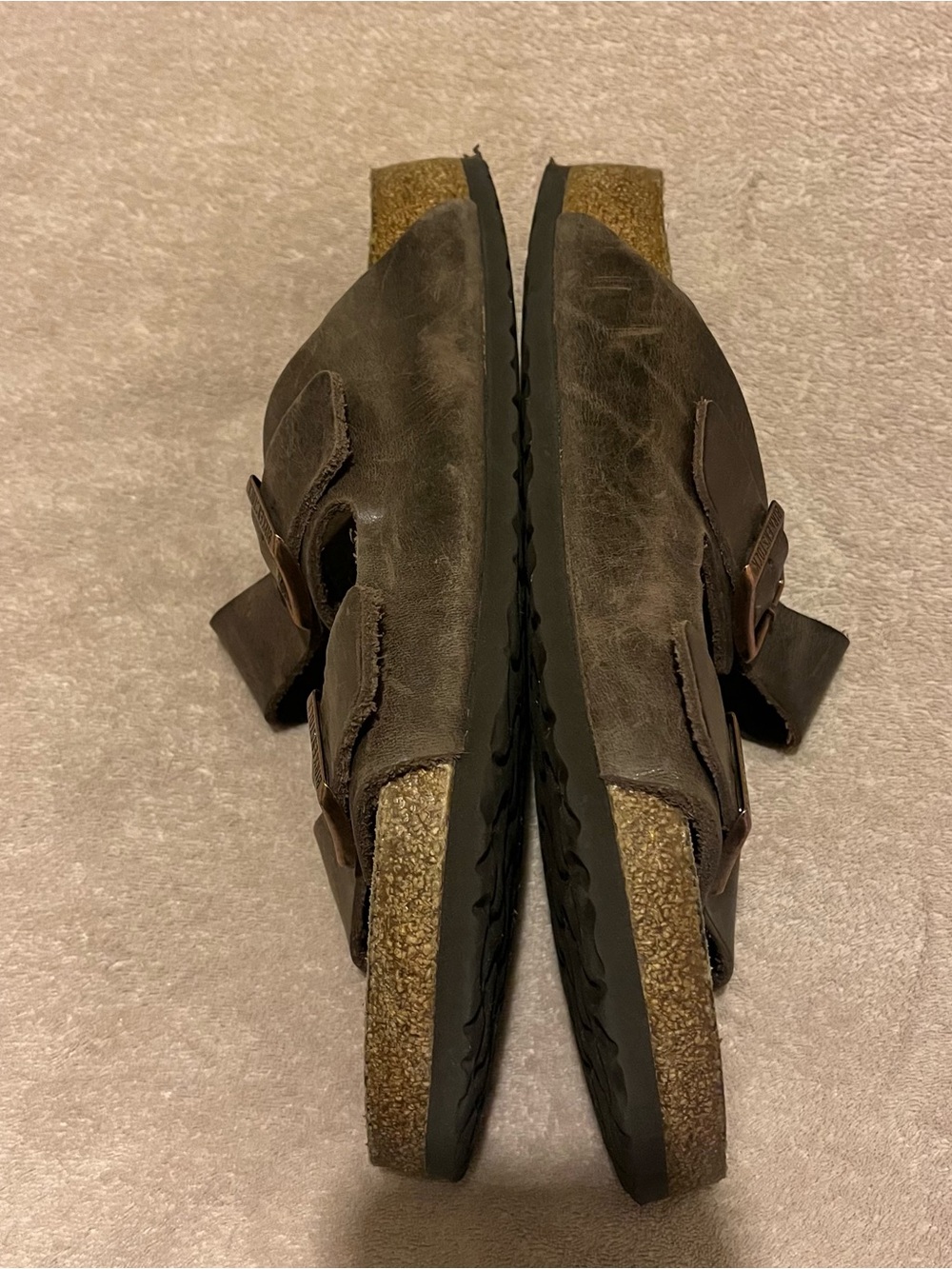 Birkenstock Dark Brown Leather Slide Sandal - Picture 5 of 8